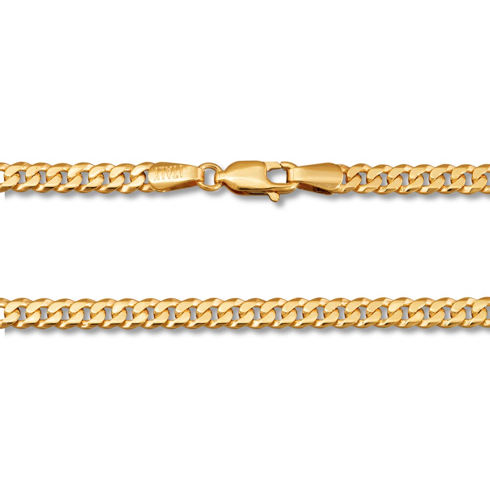 Solid Curb Necklace 14K Yellow Gold 20\" 3.9MM UdxDmttS