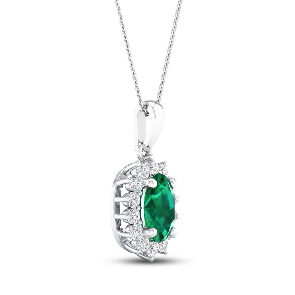 Emerald Necklace 1/5 ct tw Diamonds 10K White Gold Udyst74C Emerald Necklace 1/5 ct tw Diamonds 10K White Gold Udyst74C