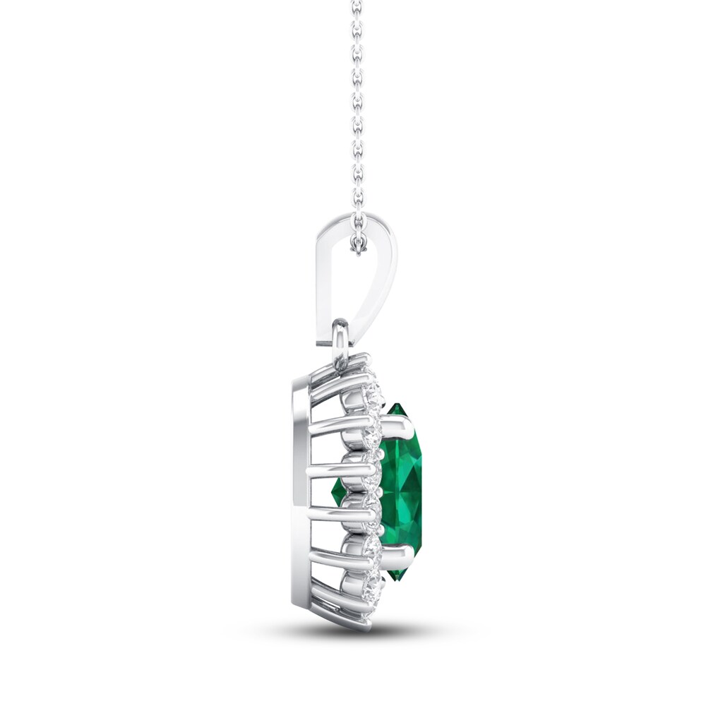 Emerald Necklace 1/5 ct tw Diamonds 10K White Gold Udyst74C Emerald Necklace 1/5 ct tw Diamonds 10K White Gold Udyst74C