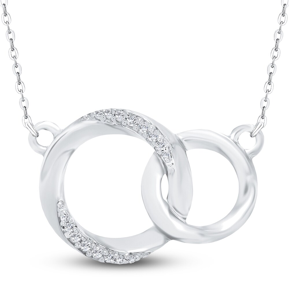 Diamond Interlocking Circle Pendant Necklace 1/8 ct tw Round 10K White Gold UgN6pgNE Diamond Interlocking Circle Pendant Necklace 1/8 ct tw Round 10K White Gold UgN6pgNE