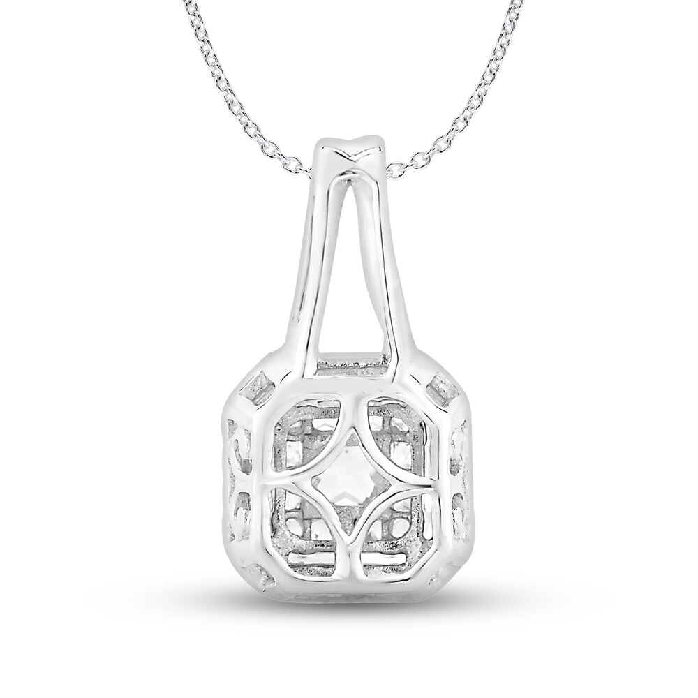 Diamond Pendant Necklace 1/2 ct tw Princess/Round 10K White Gold UkUpTQkw Diamond Pendant Necklace 1/2 ct tw Princess/Round 10K White Gold UkUpTQkw