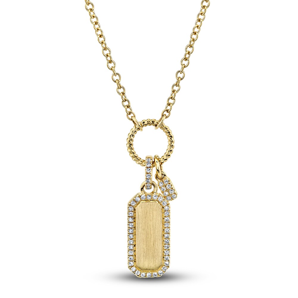 Shy Creation Diamond Tag Necklace 1/10 ct tw Round 14K Yellow Gold 18" SC55024167 V6ARhZJi Shy Creation Diamond Tag Necklace 1/10 ct tw Round 14K Yellow Gold 18" SC55024167 V6ARhZJi