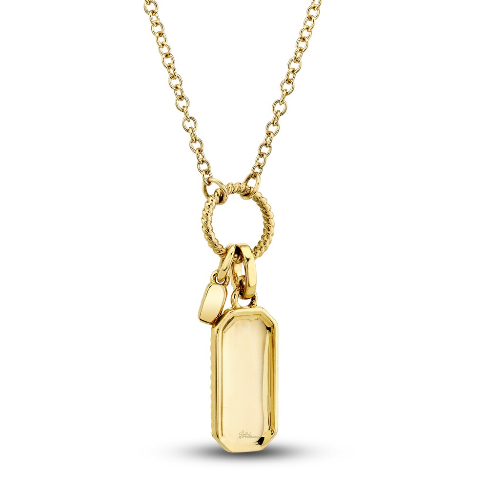 Shy Creation Diamond Tag Necklace 1/10 ct tw Round 14K Yellow Gold 18\" SC55024167 V6ARhZJi Shy Creation Diamond Tag Necklace 1/10 ct tw Round 14K Yellow Gold 18\" SC55024167 V6ARhZJi
