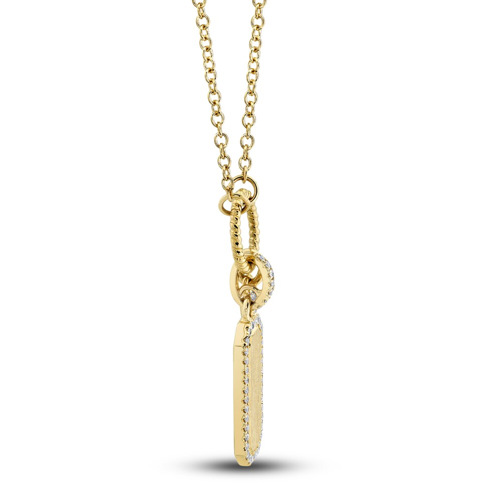 Shy Creation Diamond Tag Necklace 1/10 ct tw Round 14K Yellow Gold 18\" SC55024167 V6ARhZJi Shy Creation Diamond Tag Necklace 1/10 ct tw Round 14K Yellow Gold 18\" SC55024167 V6ARhZJi