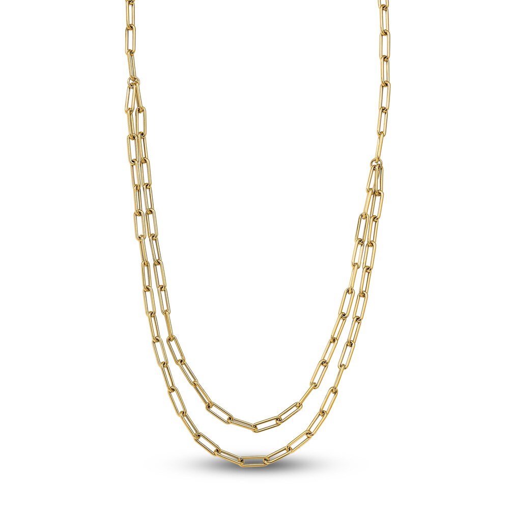Two Layer Paperclip Necklace 14K Yellow Gold 20-Inch V6MclmyG Two Layer Paperclip Necklace 14K Yellow Gold 20-Inch V6MclmyG