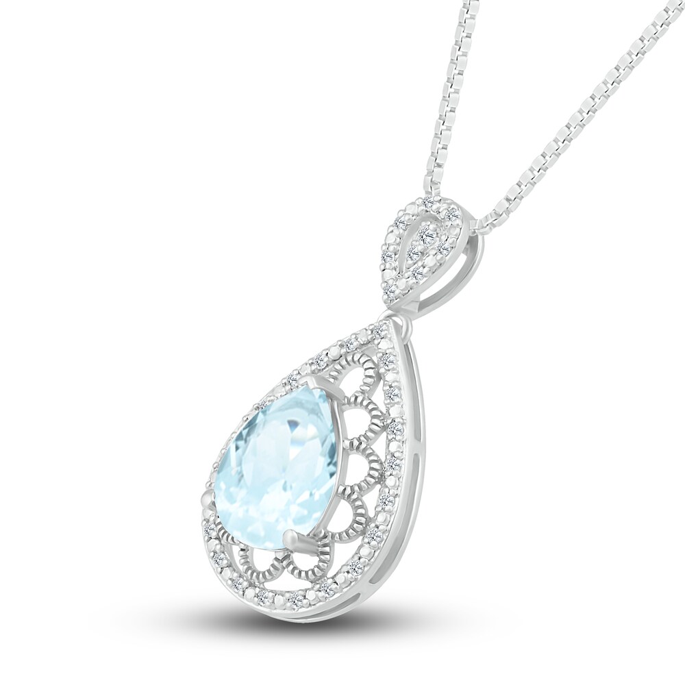 Natural Aquamarine Necklace 1/8 ct tw Diamonds Sterling Silver V8ff9ecB Natural Aquamarine Necklace 1/8 ct tw Diamonds Sterling Silver V8ff9ecB