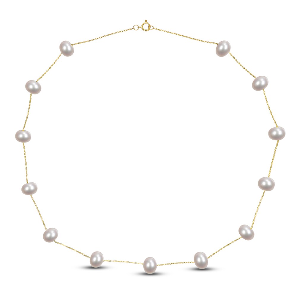 Cultured Freshwater Pearl Tin Cup Necklace 10K Yellow Gold VOktu0al Cultured Freshwater Pearl Tin Cup Necklace 10K Yellow Gold VOktu0al