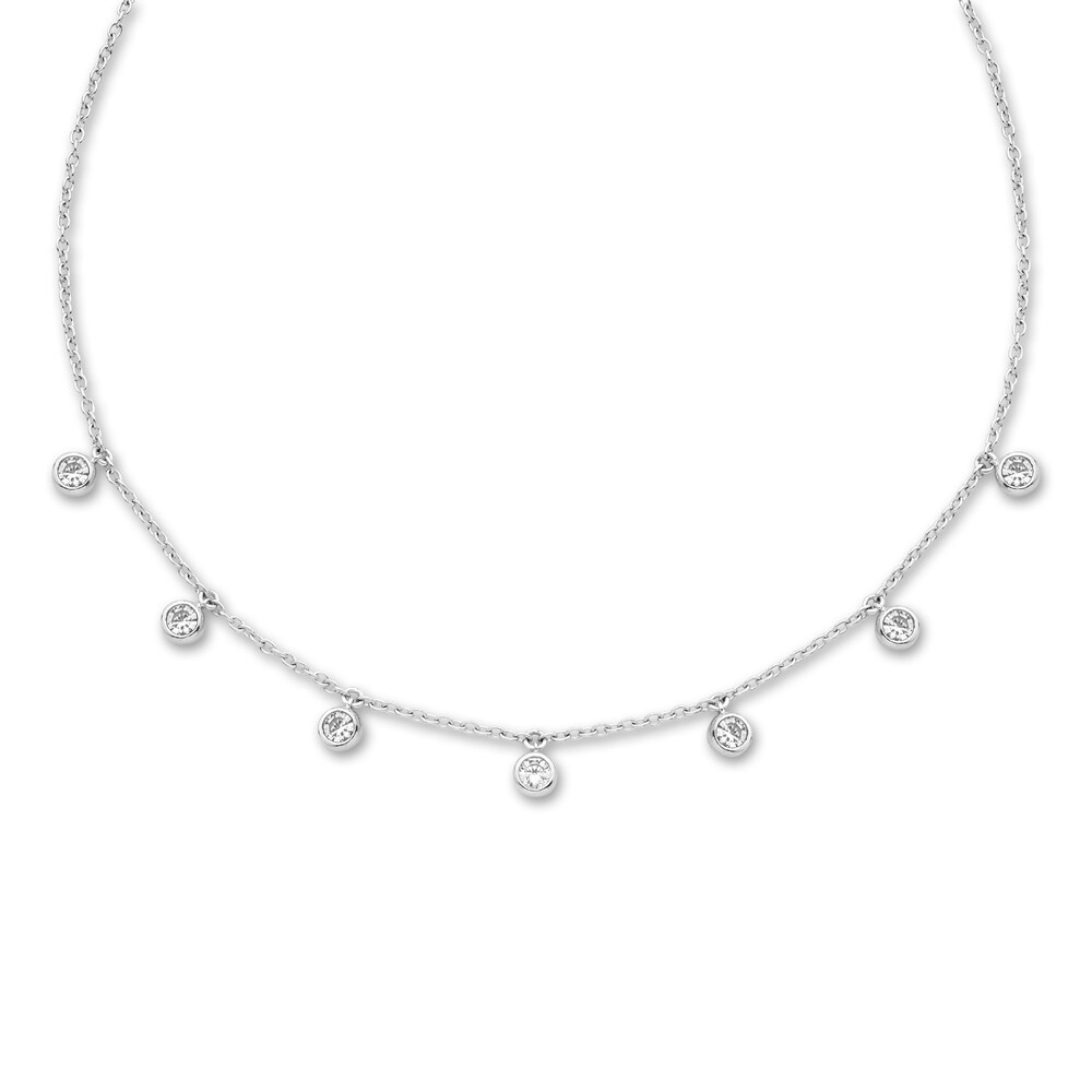Diamond Choker Necklace 1 ct tw Round 14K White Gold 16\" Adj. VXlciFPI Diamond Choker Necklace 1 ct tw Round 14K White Gold 16\" Adj. VXlciFPI