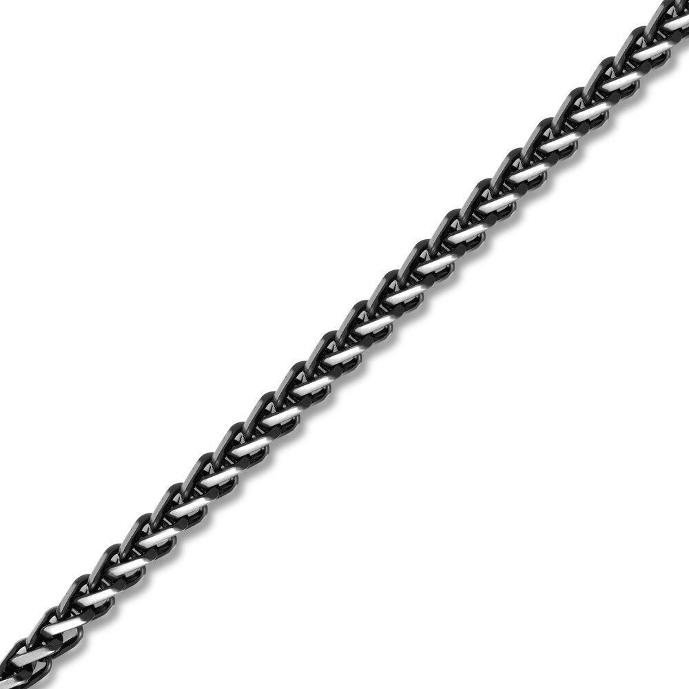 Wheat Chain Necklace Black Ion-Plated Stainless Steel 22\" VbFq3bR1 Wheat Chain Necklace Black Ion-Plated Stainless Steel 22\" VbFq3bR1