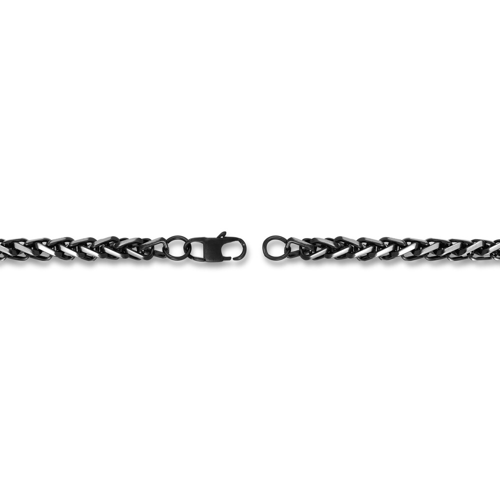 Wheat Chain Necklace Black Ion-Plated Stainless Steel 22\" VbFq3bR1 Wheat Chain Necklace Black Ion-Plated Stainless Steel 22\" VbFq3bR1