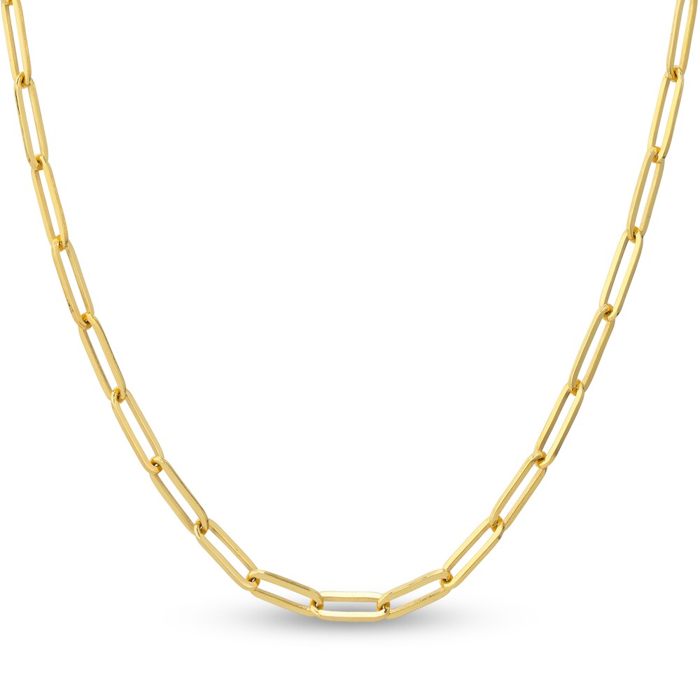Paper Clip Chain Necklace 14K Yellow Gold 18" VcLX3Tw1 Paper Clip Chain Necklace 14K Yellow Gold 18" VcLX3Tw1