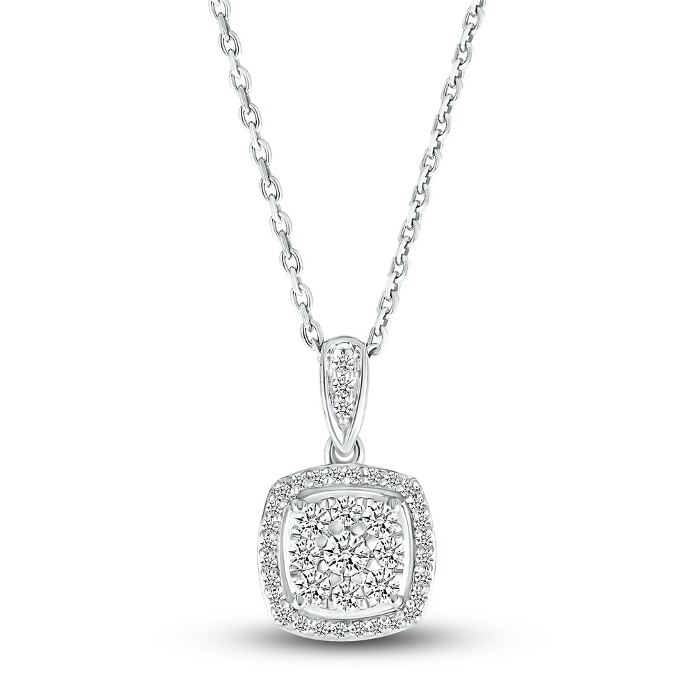Diamond Pendant Necklace 1/4 ct tw Round 10K White Gold Vv87OwWL Diamond Pendant Necklace 1/4 ct tw Round 10K White Gold Vv87OwWL