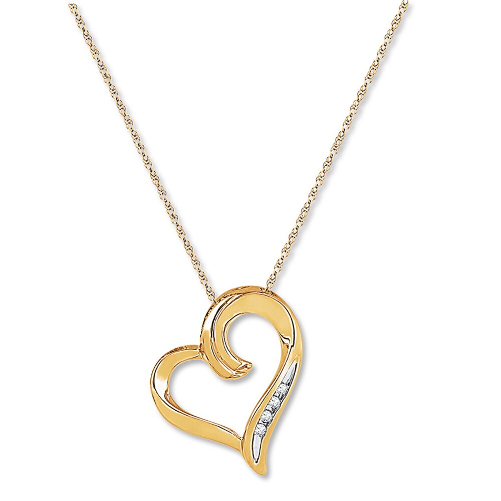 Heart Necklace Diamond Accents 10K Yellow Gold W06FIhFN Heart Necklace Diamond Accents 10K Yellow Gold W06FIhFN