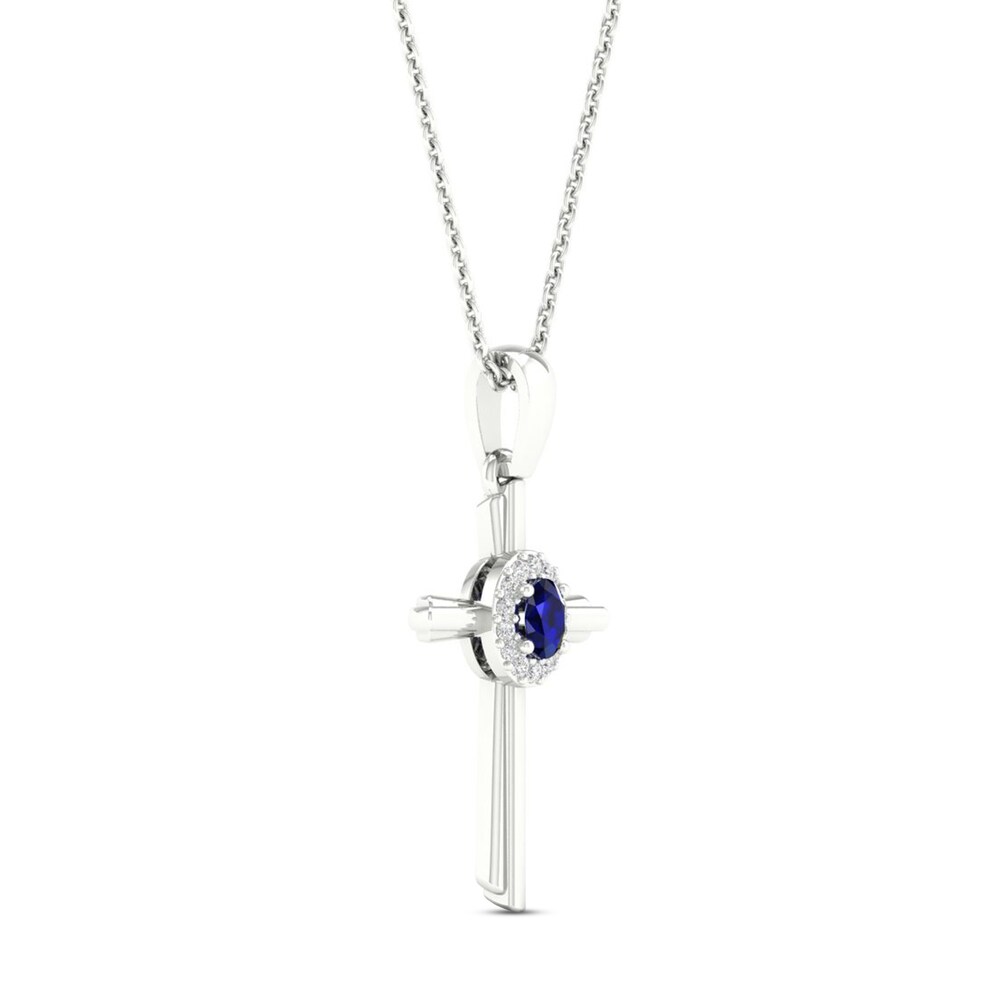 Natural Blue Sapphire Cross Necklace 1/20 ct tw Diamonds 10K White Gold W5eQo7iv Natural Blue Sapphire Cross Necklace 1/20 ct tw Diamonds 10K White Gold W5eQo7iv