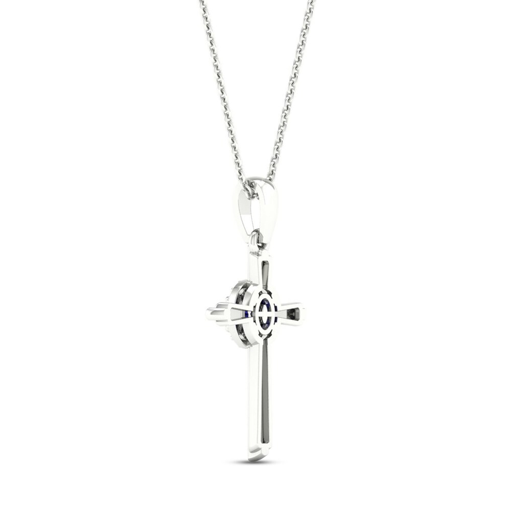 Natural Blue Sapphire Cross Necklace 1/20 ct tw Diamonds 10K White Gold W5eQo7iv Natural Blue Sapphire Cross Necklace 1/20 ct tw Diamonds 10K White Gold W5eQo7iv