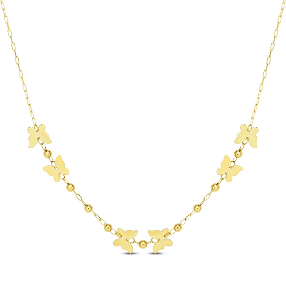 Beads & Butterflies Necklace 14K Yellow Gold WGfTi068