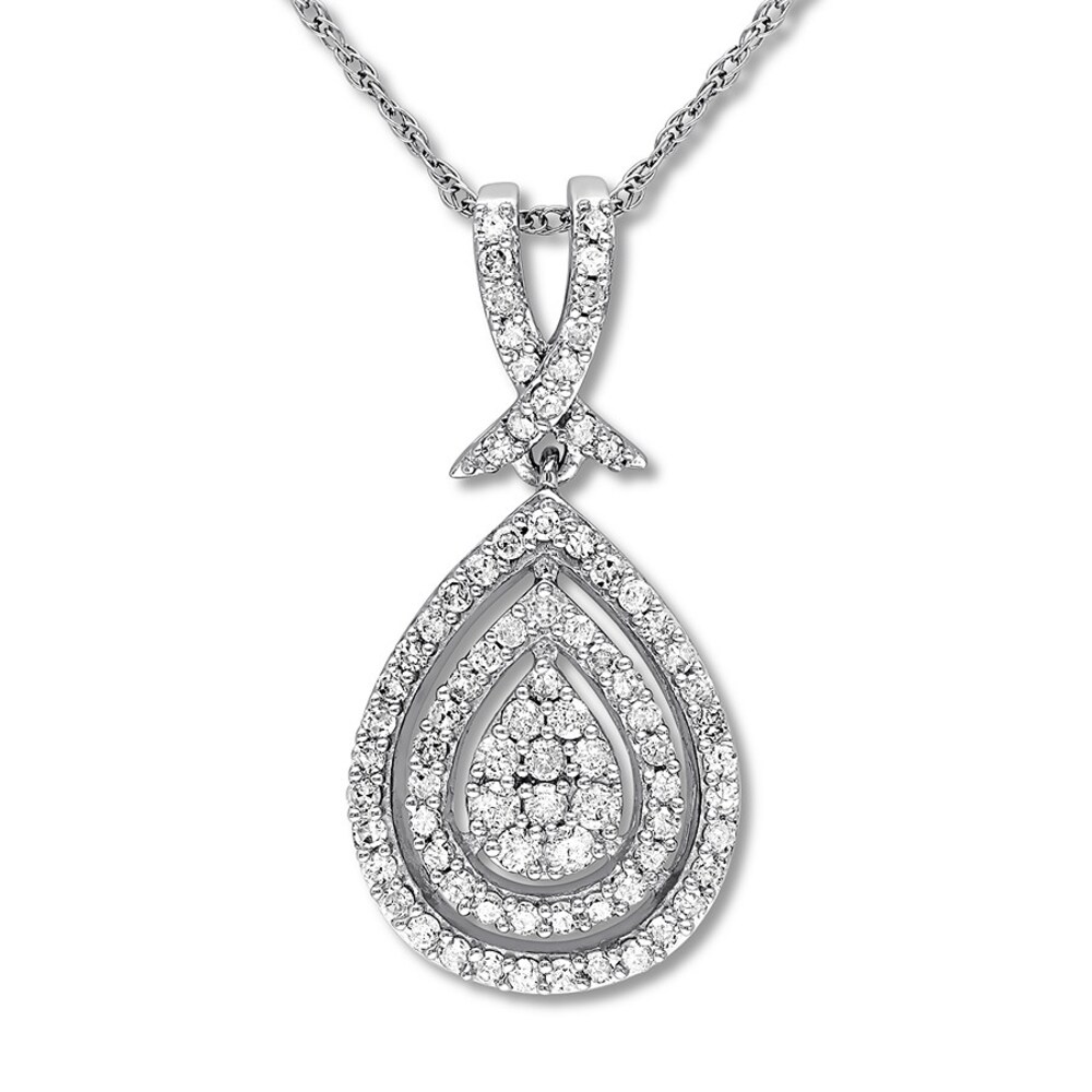 Diamond Teardrop Necklace 1/2 ct tw Round-cut 10K White Gold WHTSWvr9 Diamond Teardrop Necklace 1/2 ct tw Round-cut 10K White Gold WHTSWvr9