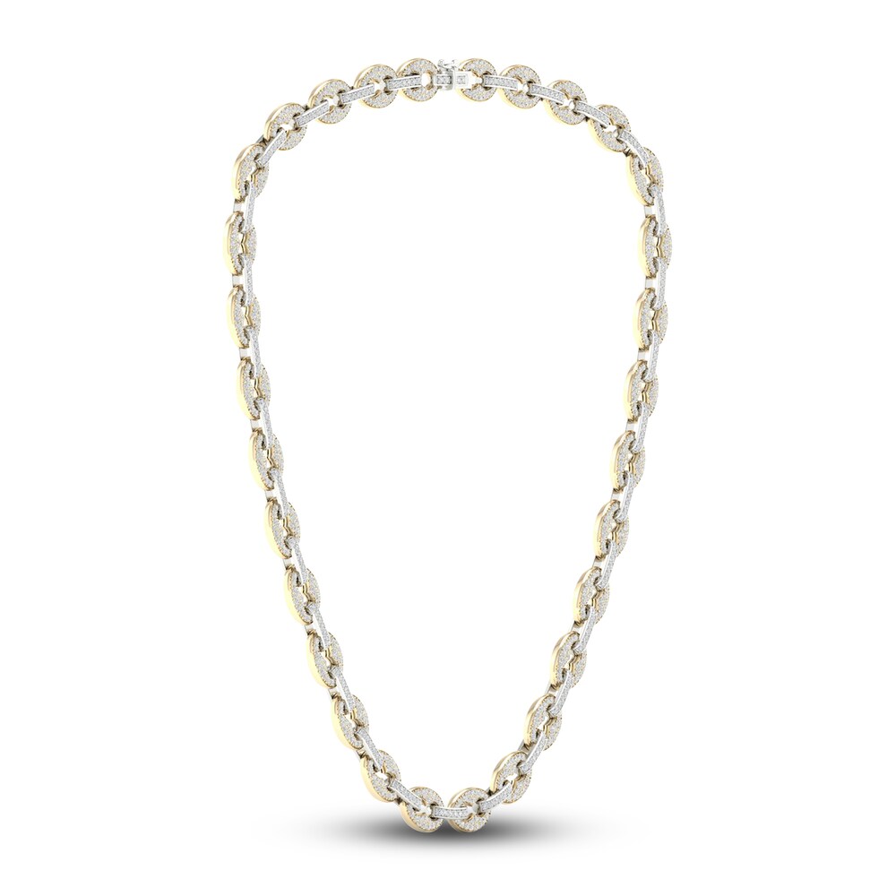 Men\'s Lab-Created Diamond Chain Necklace 12 ct tw Round 14K Two-Tone Gold WItUYMHo Men\'s Lab-Created Diamond Chain Necklace 12 ct tw Round 14K Two-Tone Gold WItUYMHo