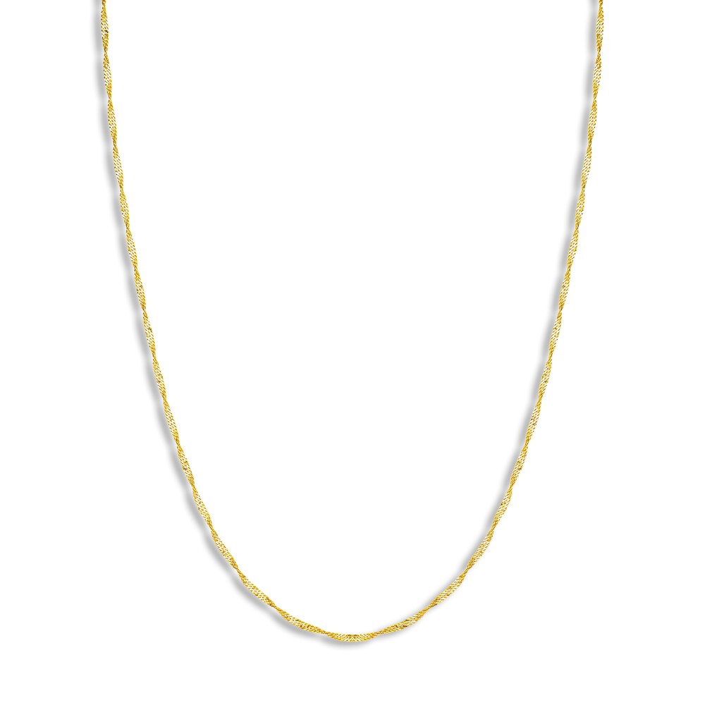 Singapore Chain Necklace 14K Yellow Gold 20" WcKoYAN9 Singapore Chain Necklace 14K Yellow Gold 20" WcKoYAN9