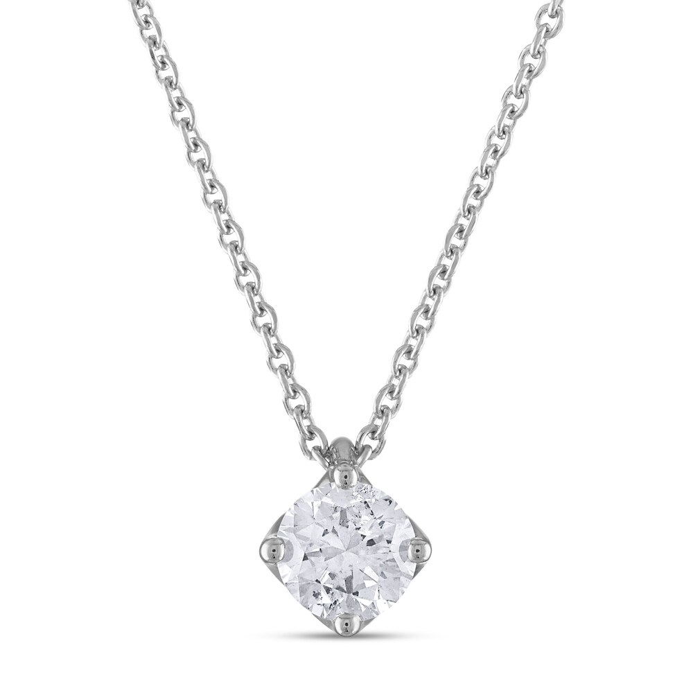 Diamond Solitaire Necklace 1/2 ct tw Round 14K White Gold (I2/I) WpfTb9Lg
