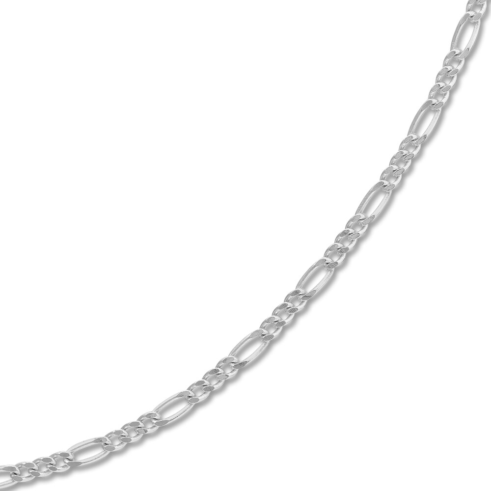 24\" Figaro Chain Necklace 14K White Gold Appx. 1.28mm WyedP2QL 24\" Figaro Chain Necklace 14K White Gold Appx. 1.28mm WyedP2QL