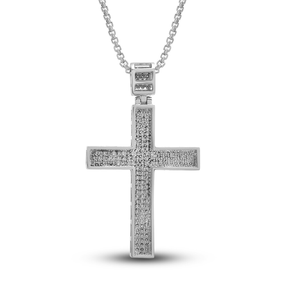 Men\'s Diamond Cross Pendant Necklace 1 ct tw Round Sterling Silver X1S2Q9jI Men\'s Diamond Cross Pendant Necklace 1 ct tw Round Sterling Silver X1S2Q9jI