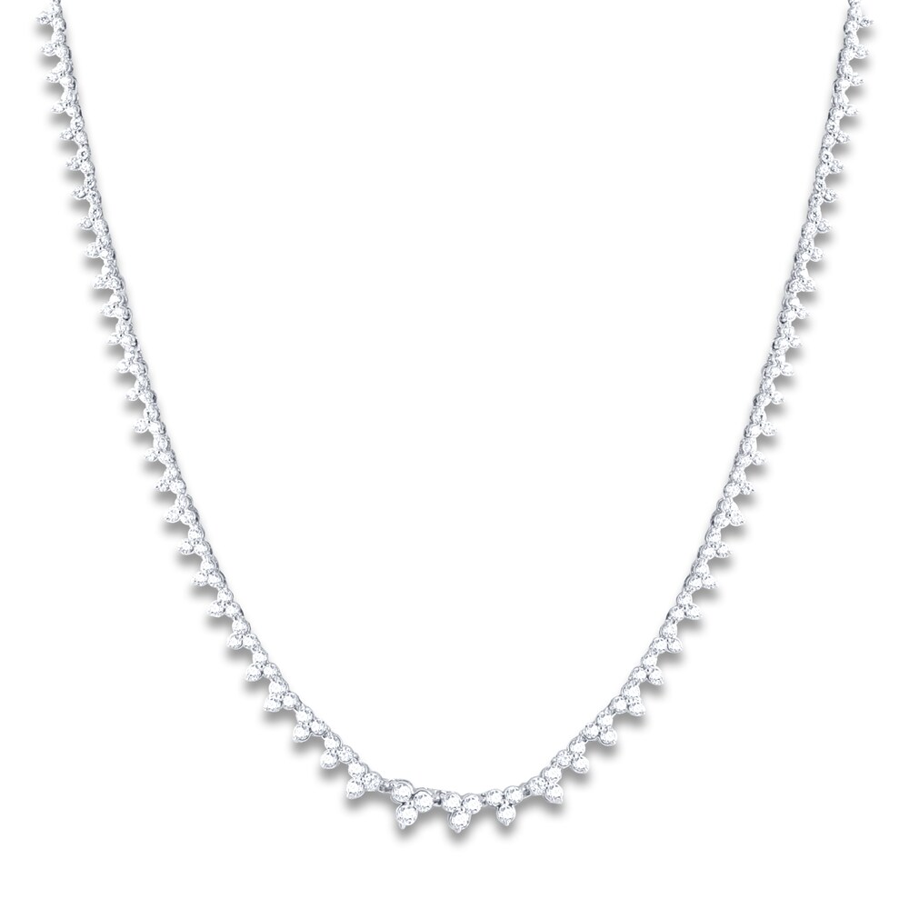 Diamond Tennis Necklace 3 ct tw Round 14K White Gold 17\" X7j1GX70 Diamond Tennis Necklace 3 ct tw Round 14K White Gold 17\" X7j1GX70