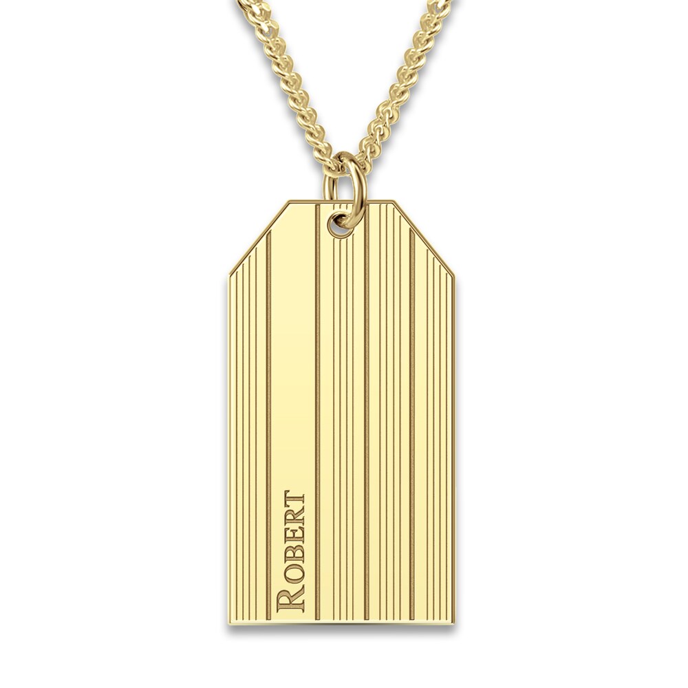 Men's Engravable Dog Tag Pendant Necklace Yellow Gold-Plated Sterling Silver 22" XDVH2SWF Men's Engravable Dog Tag Pendant Necklace Yellow Gold-Plated Sterling Silver 22" XDVH2SWF