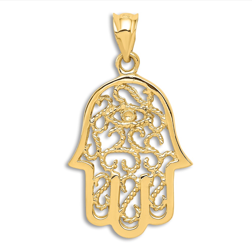 Filigree Hamsa Necklace 14K Yellow Gold 18\" XDxq2Js2 Filigree Hamsa Necklace 14K Yellow Gold 18\" XDxq2Js2