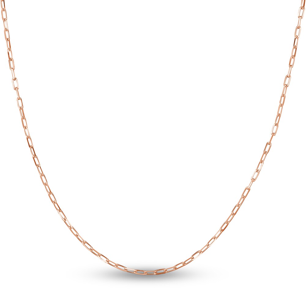 Paper Clip Chain Necklace 14K Rose Gold 16" XvDqSTA2