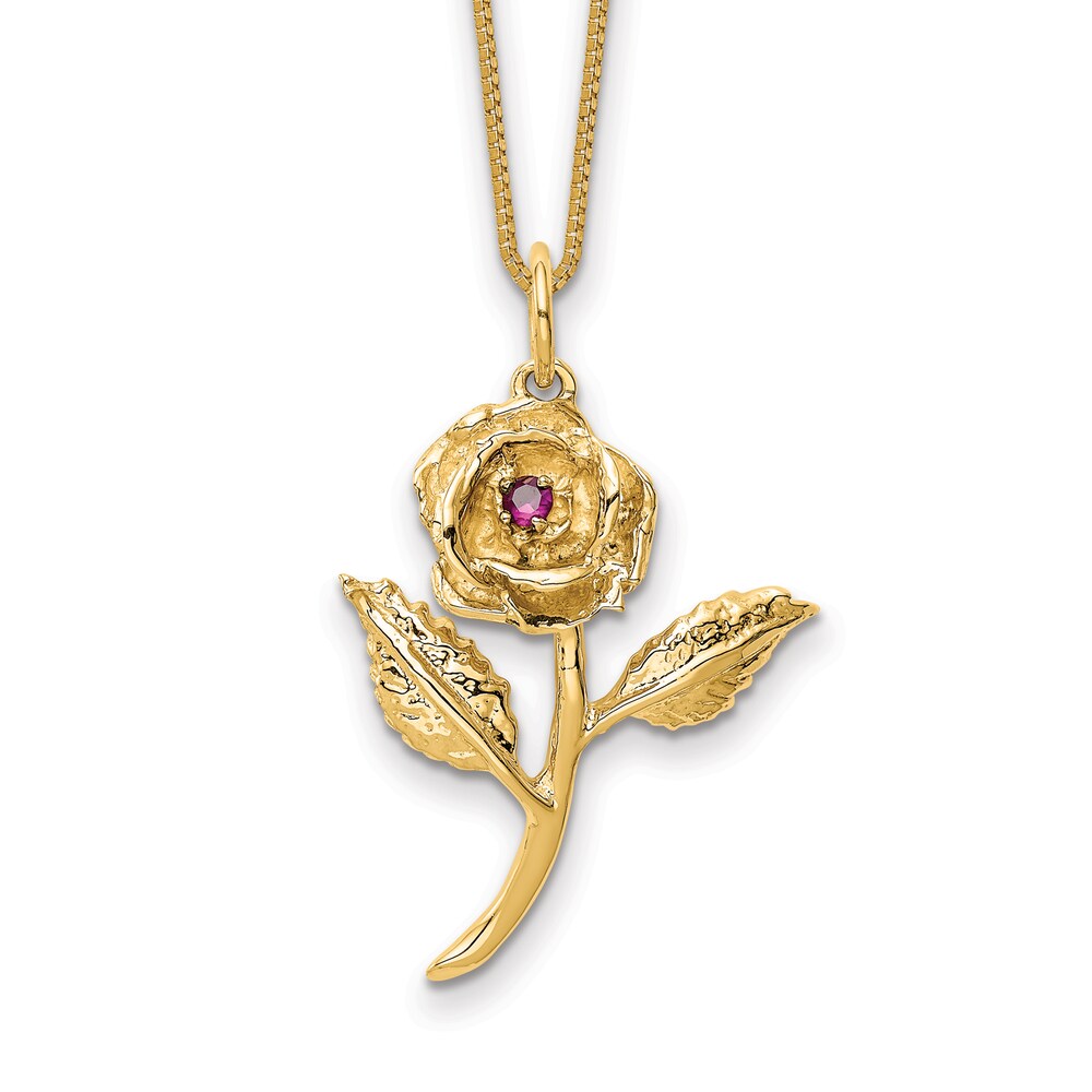 Rose Necklace CZ 14K Yellow Gold 18" XyoLoy8a Rose Necklace CZ 14K Yellow Gold 18" XyoLoy8a