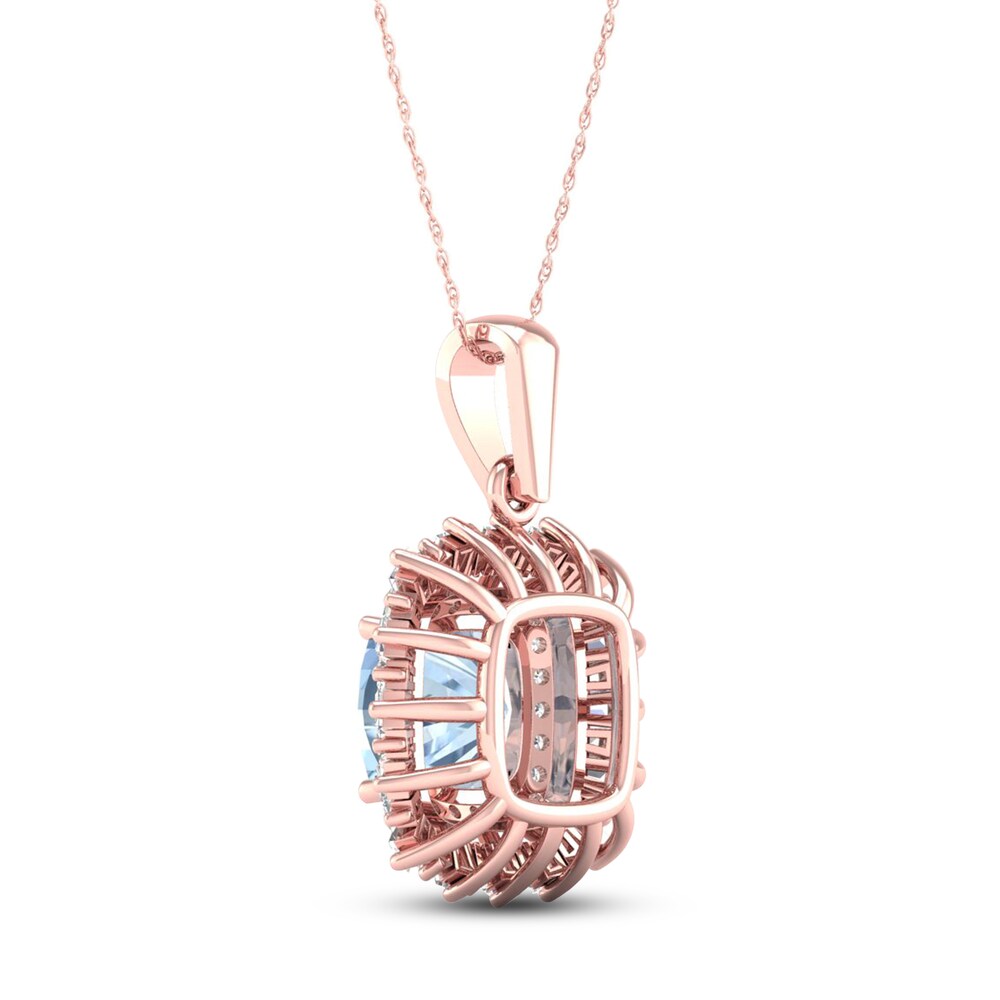 Aquamarine 1/3 ct tw Round/Baguette 10K Rose Gold Pendant YUXflO66 Aquamarine 1/3 ct tw Round/Baguette 10K Rose Gold Pendant YUXflO66