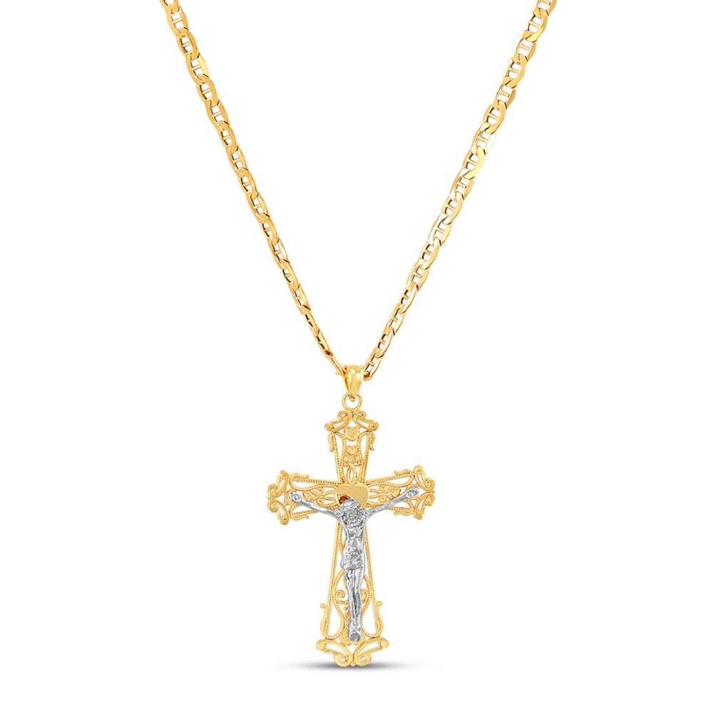 Crucifix Chain Necklace 10K Two-Tone Gold YgDANfta Crucifix Chain Necklace 10K Two-Tone Gold YgDANfta