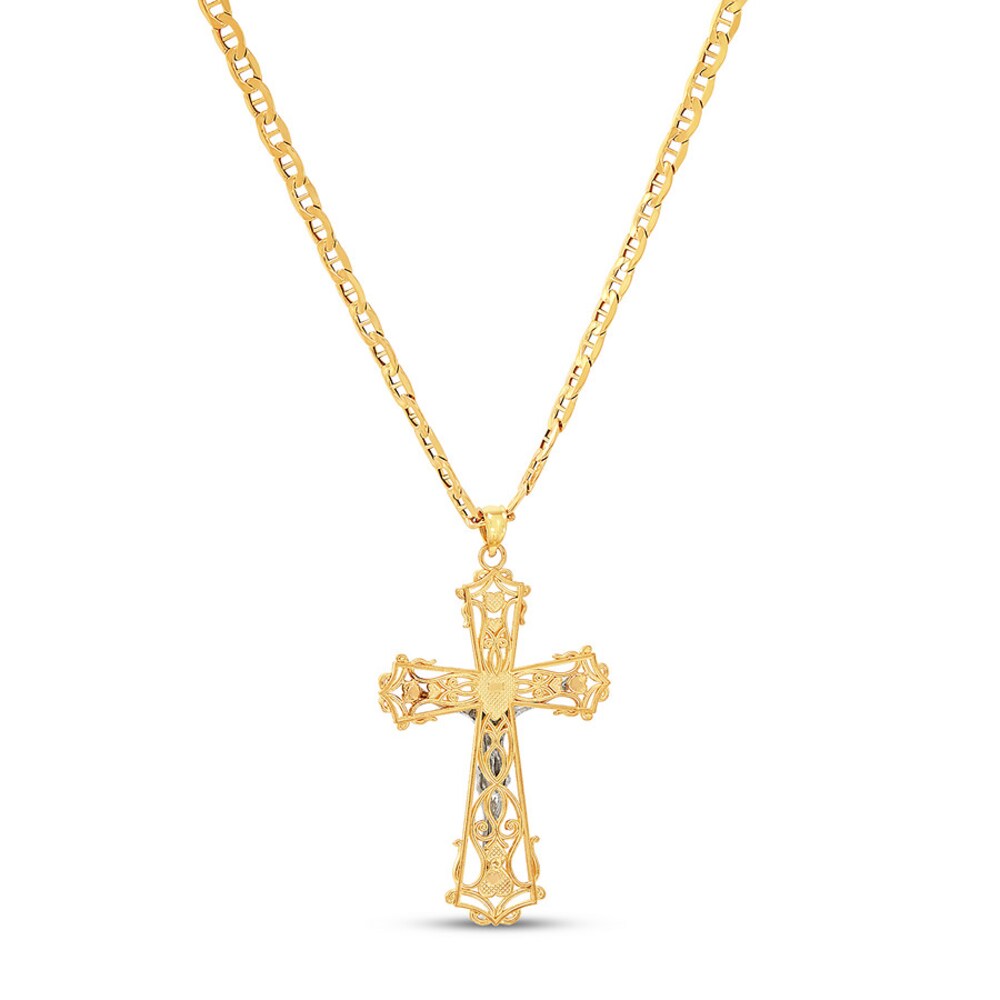Crucifix Chain Necklace 10K Two-Tone Gold YgDANfta Crucifix Chain Necklace 10K Two-Tone Gold YgDANfta