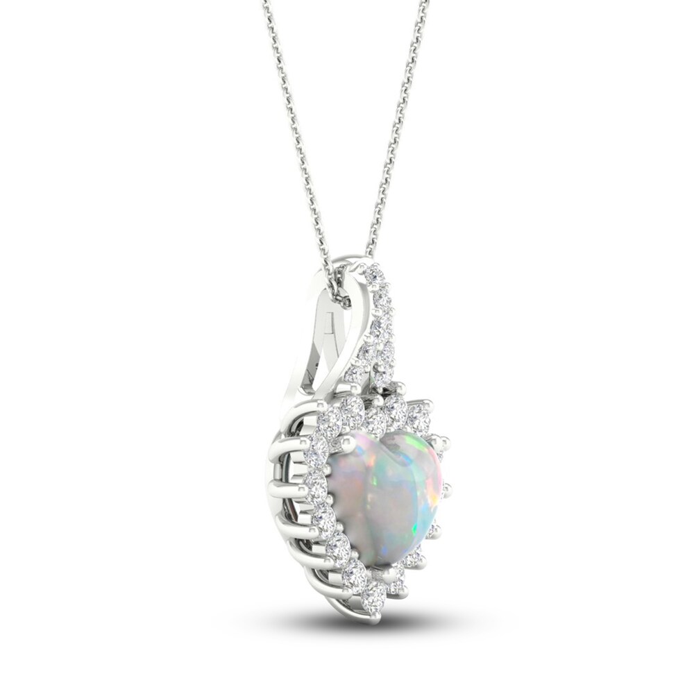 Lab-Created Opal & Lab-Created White Sapphire Heart Necklace Sterling Silver YivVY6cM Lab-Created Opal & Lab-Created White Sapphire Heart Necklace Sterling Silver YivVY6cM