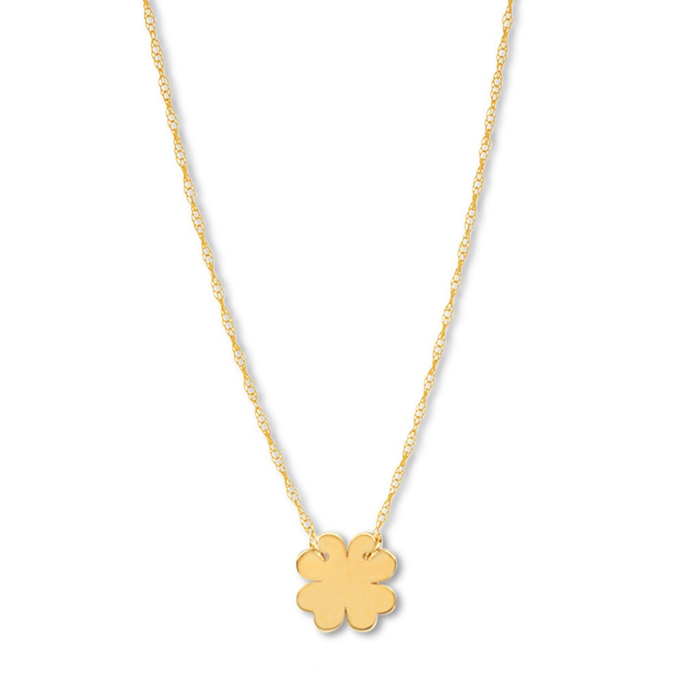 Clover Necklace 14K Yellow Gold 16" Adjustable Yk0XRP99 Clover Necklace 14K Yellow Gold 16" Adjustable Yk0XRP99