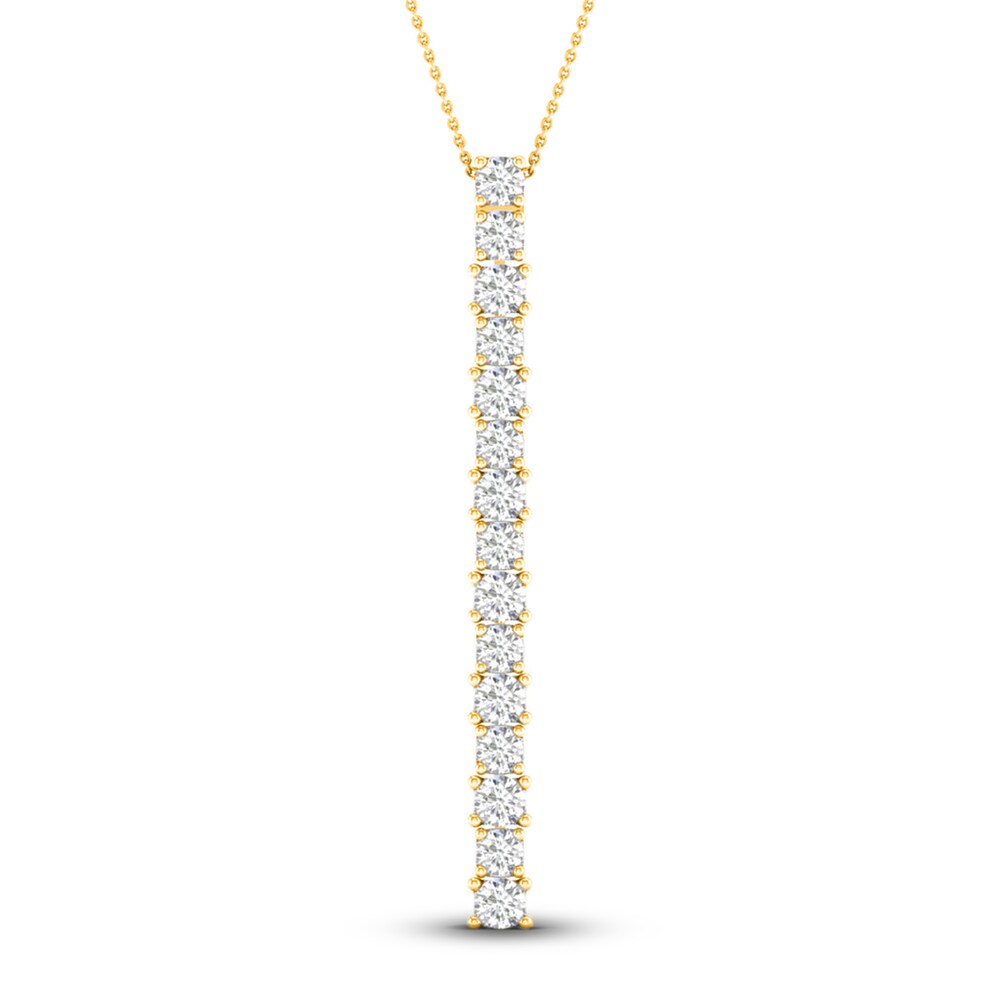 Lab-Created Diamond Linear Pendant 2 ct tw Round 14K Yellow Gold YkQ2lbvP Lab-Created Diamond Linear Pendant 2 ct tw Round 14K Yellow Gold YkQ2lbvP