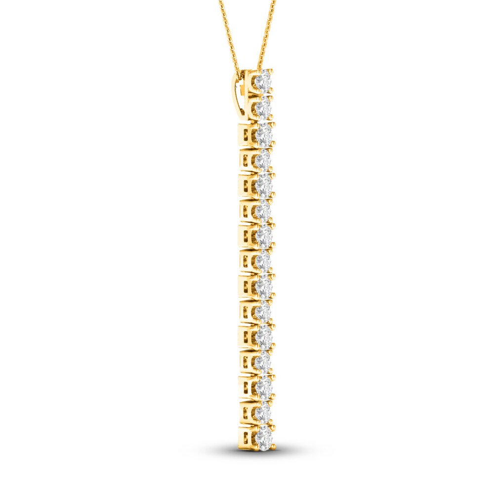 Lab-Created Diamond Linear Pendant 2 ct tw Round 14K Yellow Gold YkQ2lbvP Lab-Created Diamond Linear Pendant 2 ct tw Round 14K Yellow Gold YkQ2lbvP
