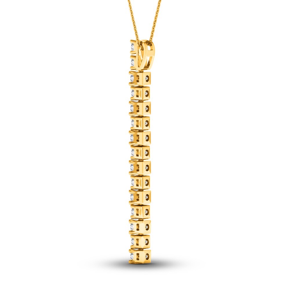 Lab-Created Diamond Linear Pendant 2 ct tw Round 14K Yellow Gold YkQ2lbvP Lab-Created Diamond Linear Pendant 2 ct tw Round 14K Yellow Gold YkQ2lbvP