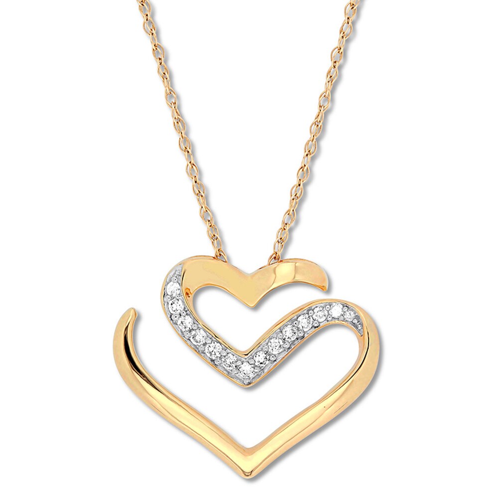 Chevron Heart Necklace 1/10 ct tw Diamonds 10K Yellow Gold ZMeufkVw Chevron Heart Necklace 1/10 ct tw Diamonds 10K Yellow Gold ZMeufkVw