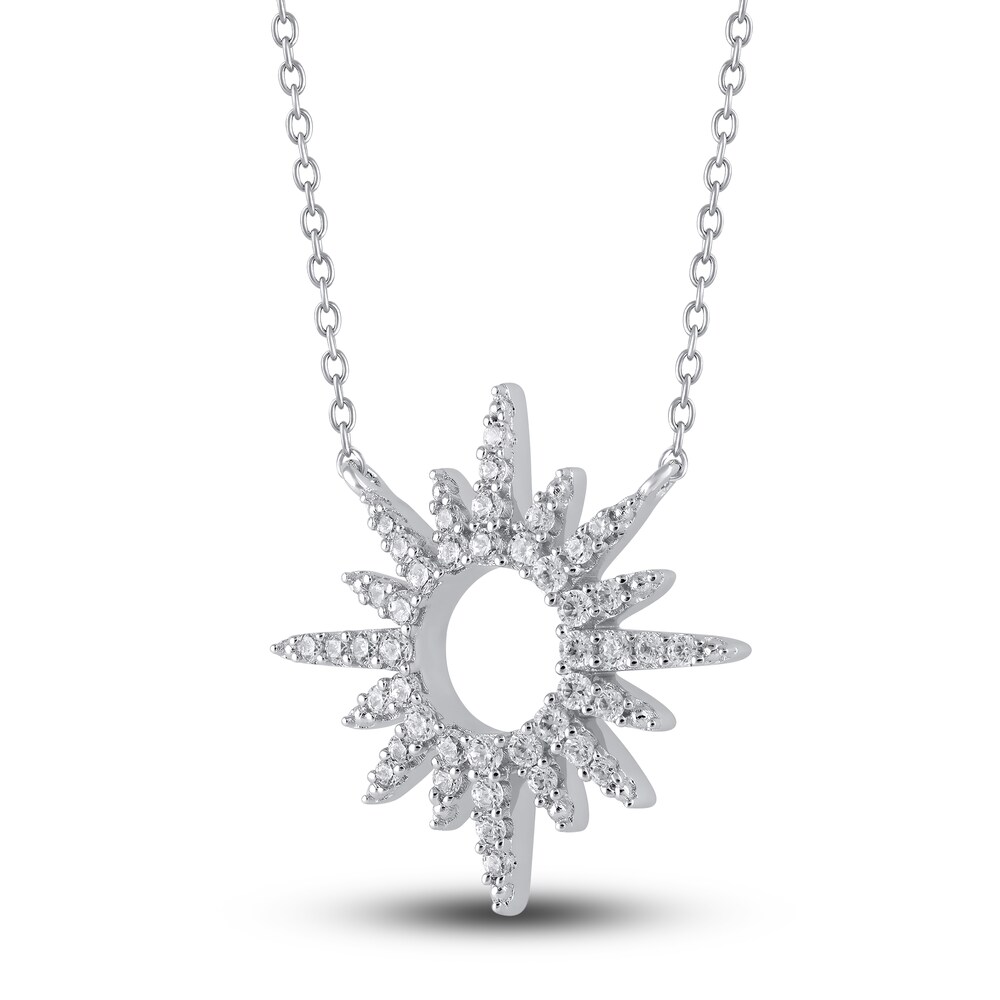 Diamond Sun Necklace 1/3 ct tw Round 10K White Gold 18\" ZfvZYZSG Diamond Sun Necklace 1/3 ct tw Round 10K White Gold 18\" ZfvZYZSG