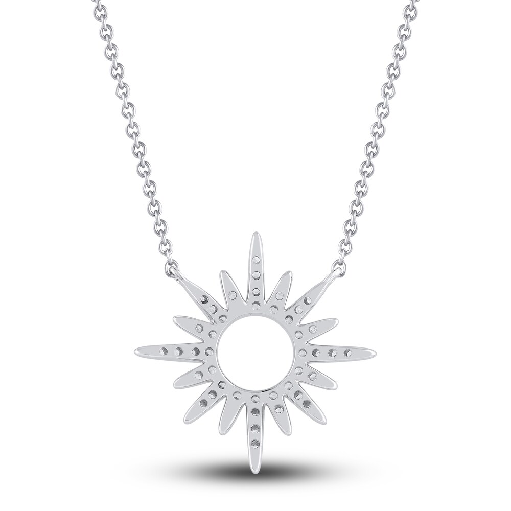 Diamond Sun Necklace 1/3 ct tw Round 10K White Gold 18\" ZfvZYZSG Diamond Sun Necklace 1/3 ct tw Round 10K White Gold 18\" ZfvZYZSG