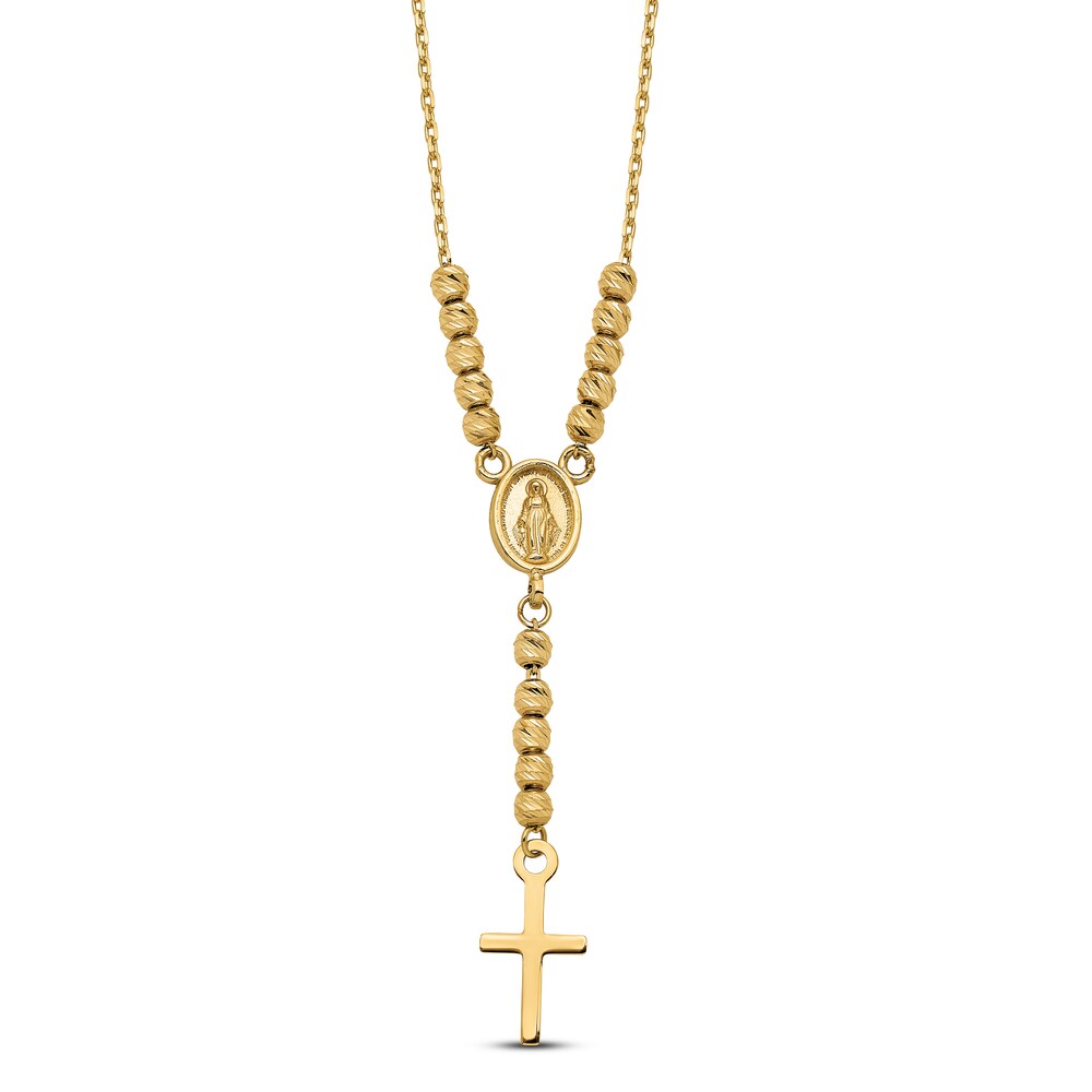Beaded Medallion & Cross Necklace 14K Yellow Gold ZsyEByfJ Beaded Medallion & Cross Necklace 14K Yellow Gold ZsyEByfJ