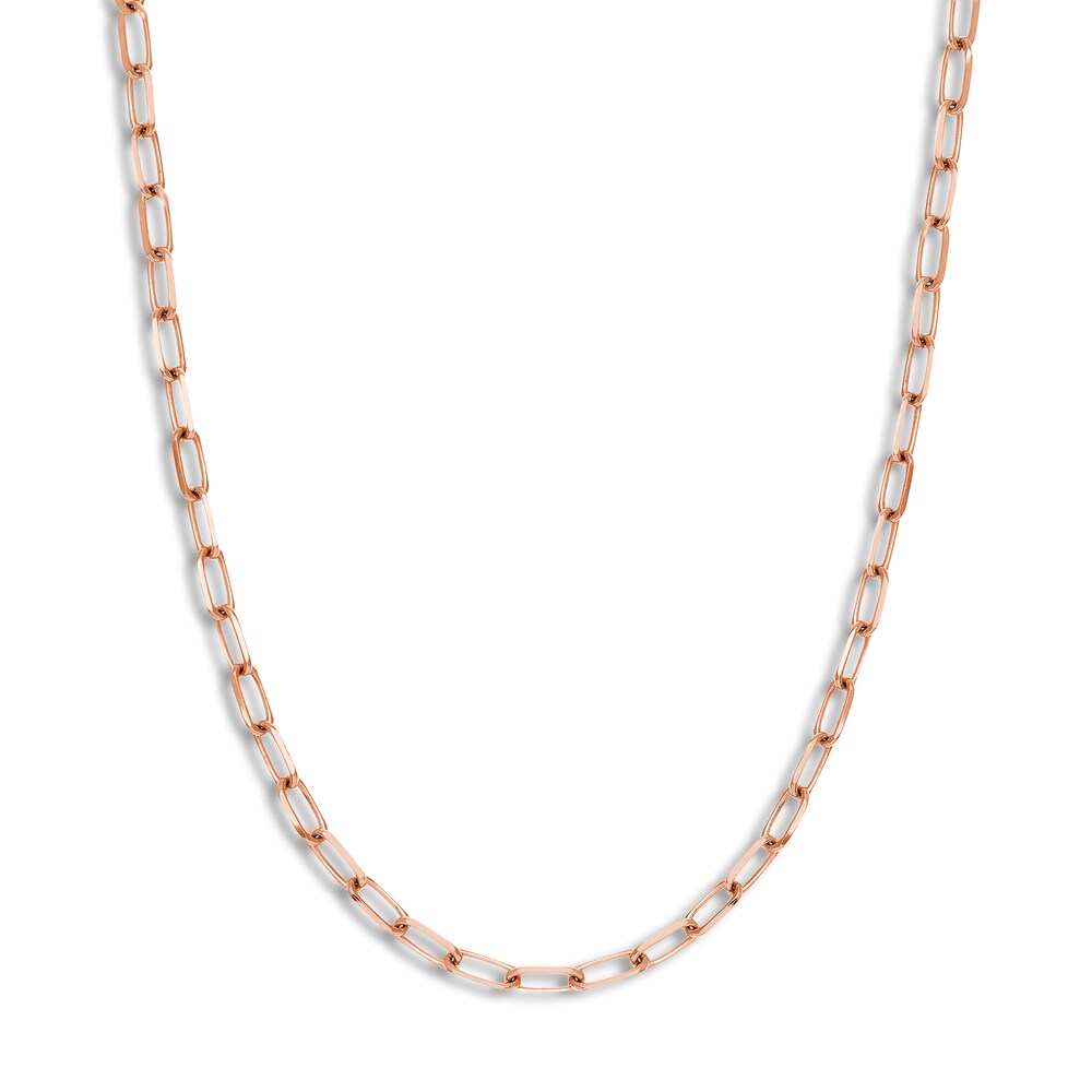 Paper Clip Chain Necklace 14K Rose Gold 18\" aFc2Jj1J