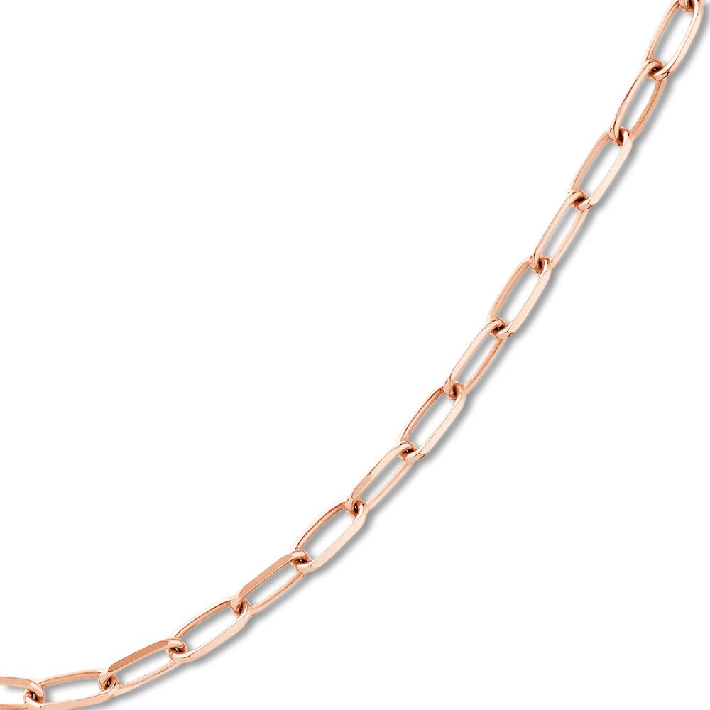 Paper Clip Chain Necklace 14K Rose Gold 18\" aFc2Jj1J