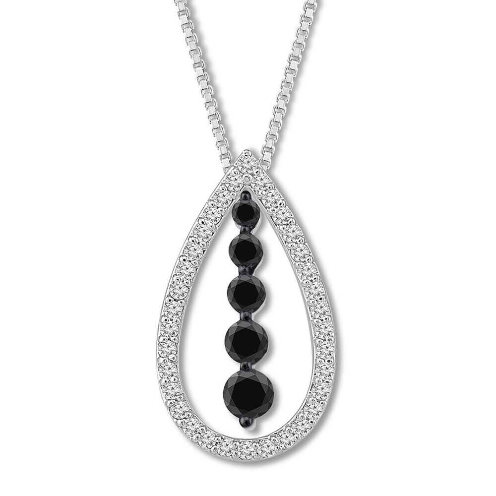 Black/White Diamond Necklace 1/2 ct tw 10K White Gold aIRfrHnD Black/White Diamond Necklace 1/2 ct tw 10K White Gold aIRfrHnD