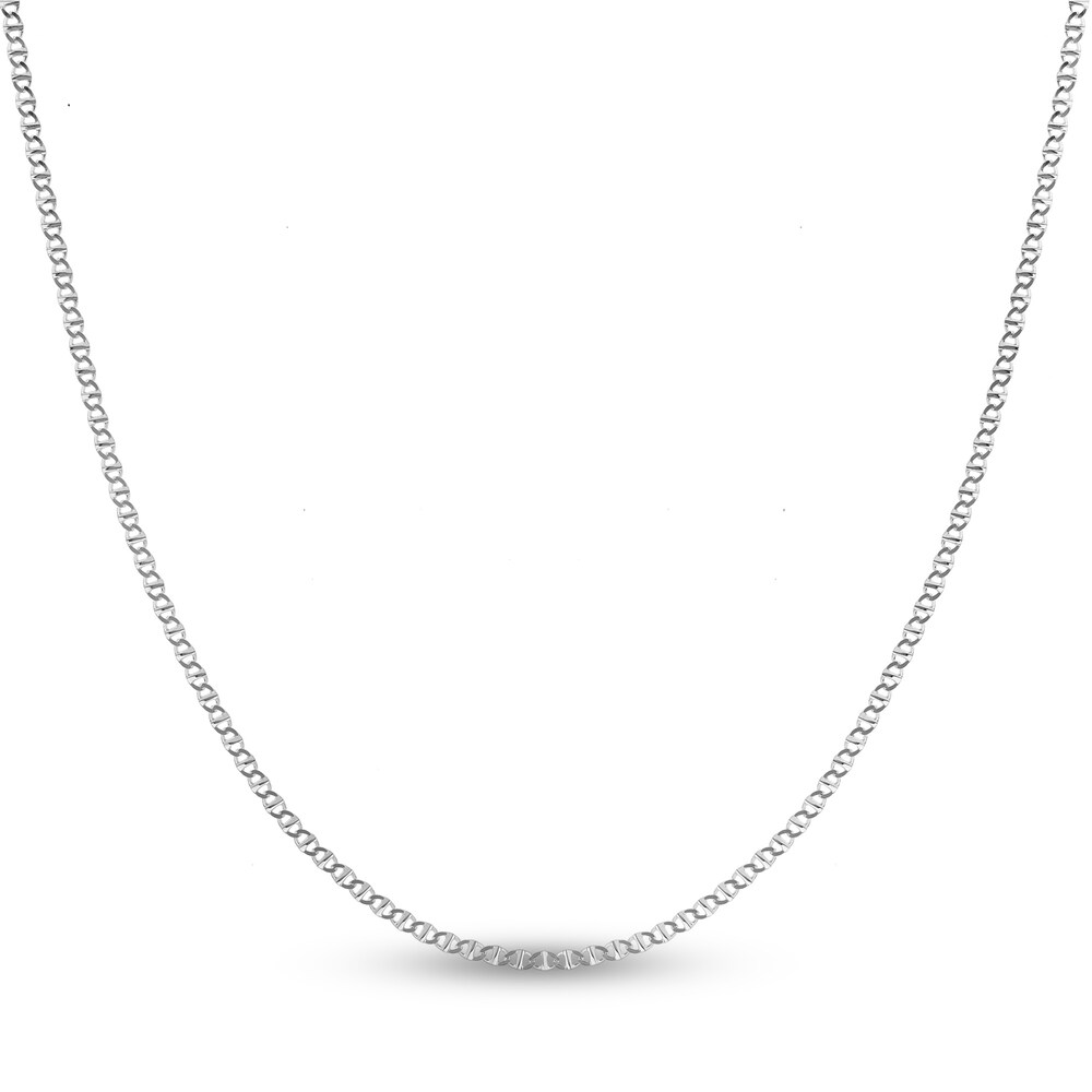 Flat Mariner Chain Necklace 14K White Gold 18" aJKrGLLq Flat Mariner Chain Necklace 14K White Gold 18" aJKrGLLq