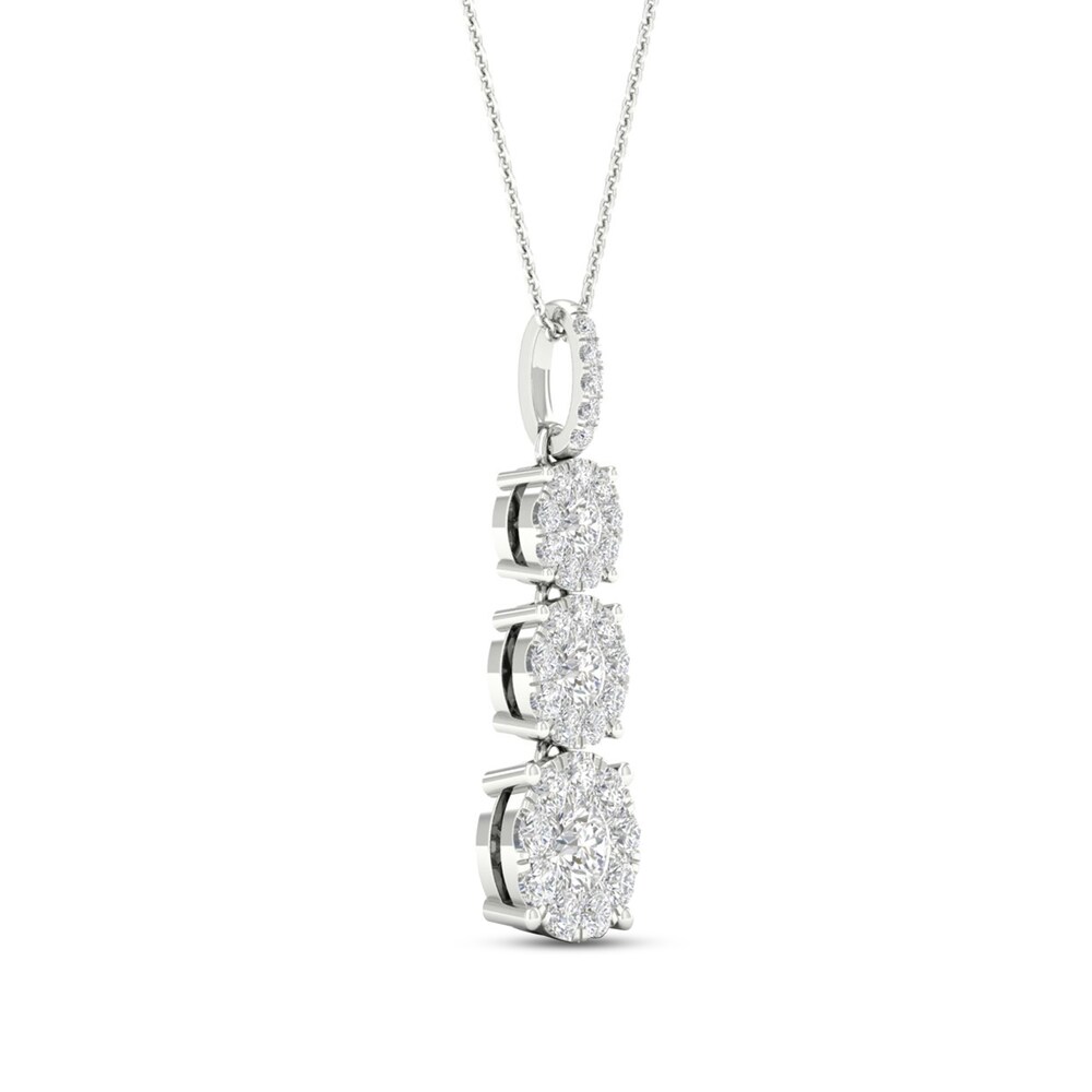Diamond 3-Stone Necklace 1 ct tw Round 10K White Gold aTgwu9JQ Diamond 3-Stone Necklace 1 ct tw Round 10K White Gold aTgwu9JQ