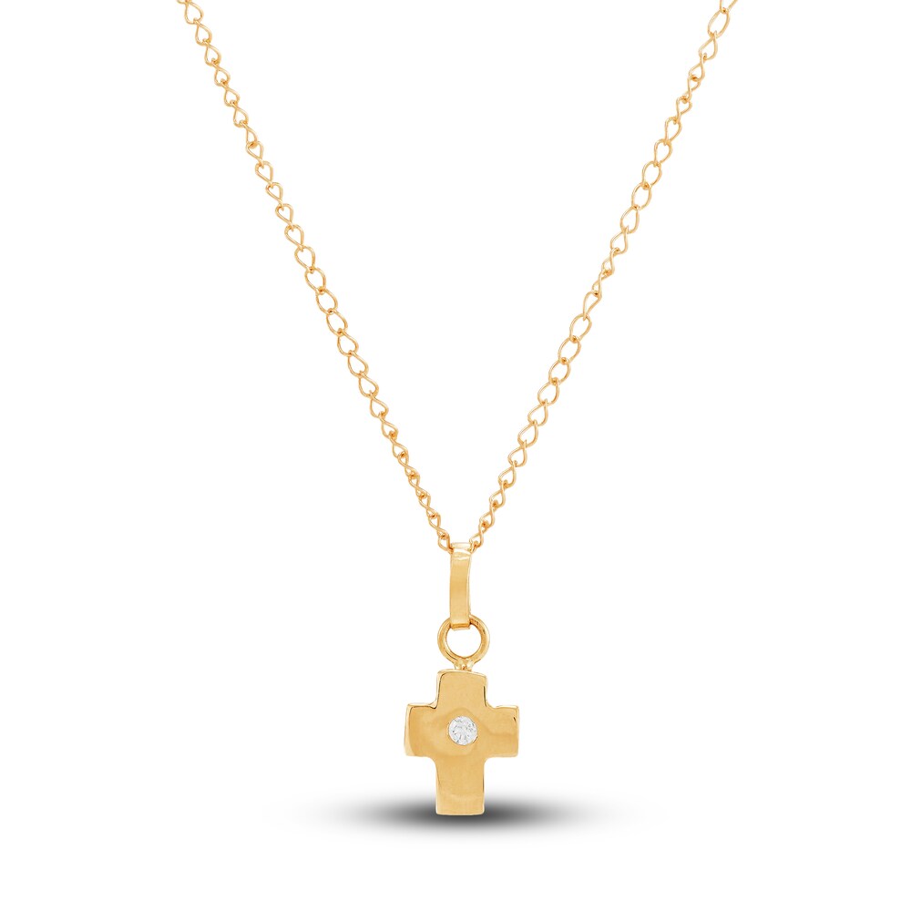 Children's Cross Pendant Necklace Diamond Accents 14K Yellow Gold 13" aTz7LZXY Children's Cross Pendant Necklace Diamond Accents 14K Yellow Gold 13" aTz7LZXY
