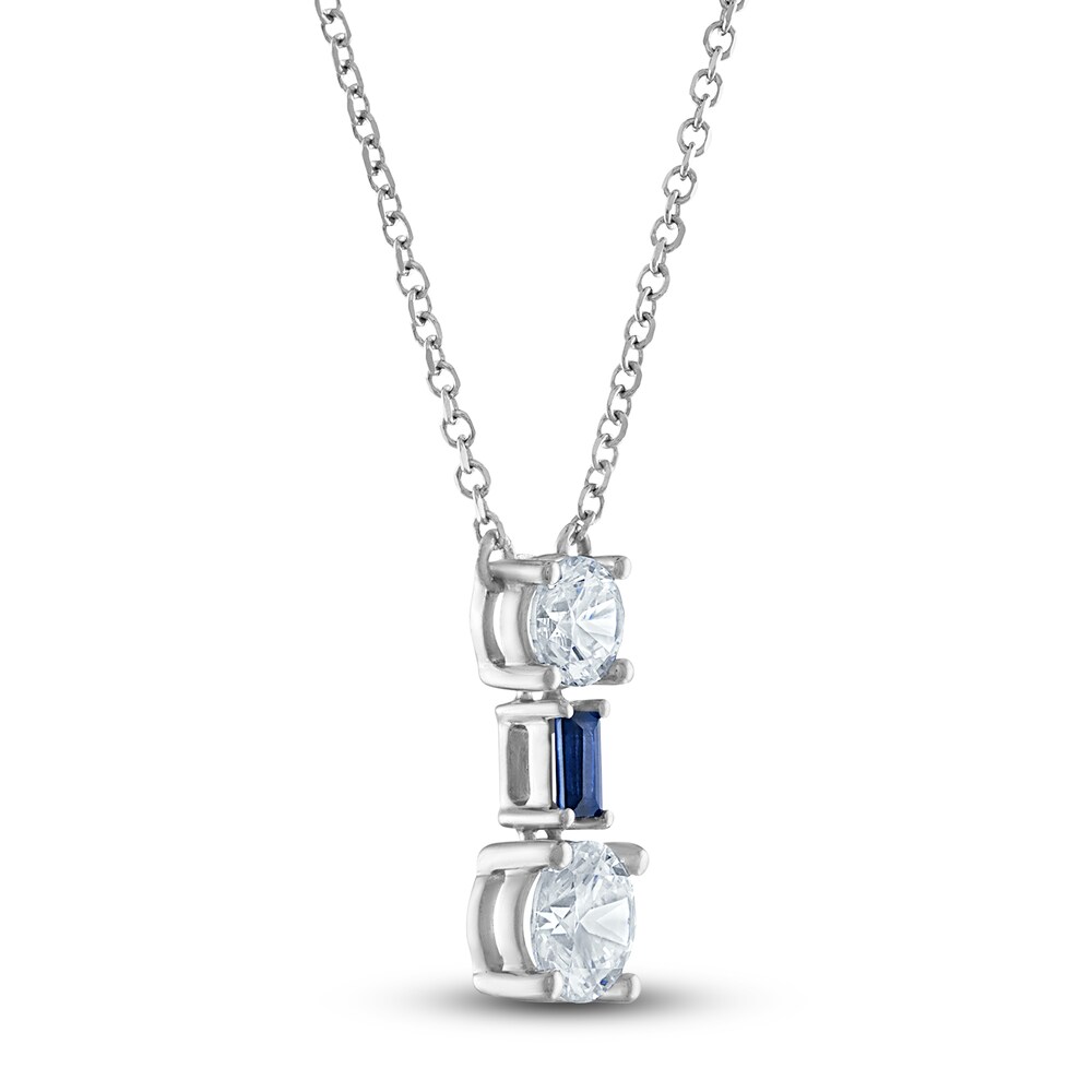 Vera Wang WISH Lab-Created Diamond & Natural Blue Sapphire Pendant Necklace 1 ct tw Round/Baguette 14K White Gold 18\" adukXHGS Vera Wang WISH Lab-Created Diamond & Natural Blue Sapphire Pendant Necklace 1 ct tw Round/Baguette 14K White Gold 18\" adukXHGS